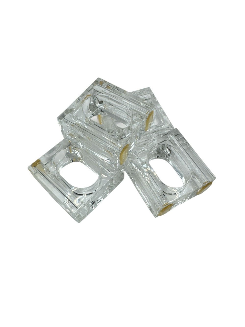 Vintage 1970s Mid Century Modern Lucite Napkin Rings by Lillian Vernon set Four - Picture 6 of 8
